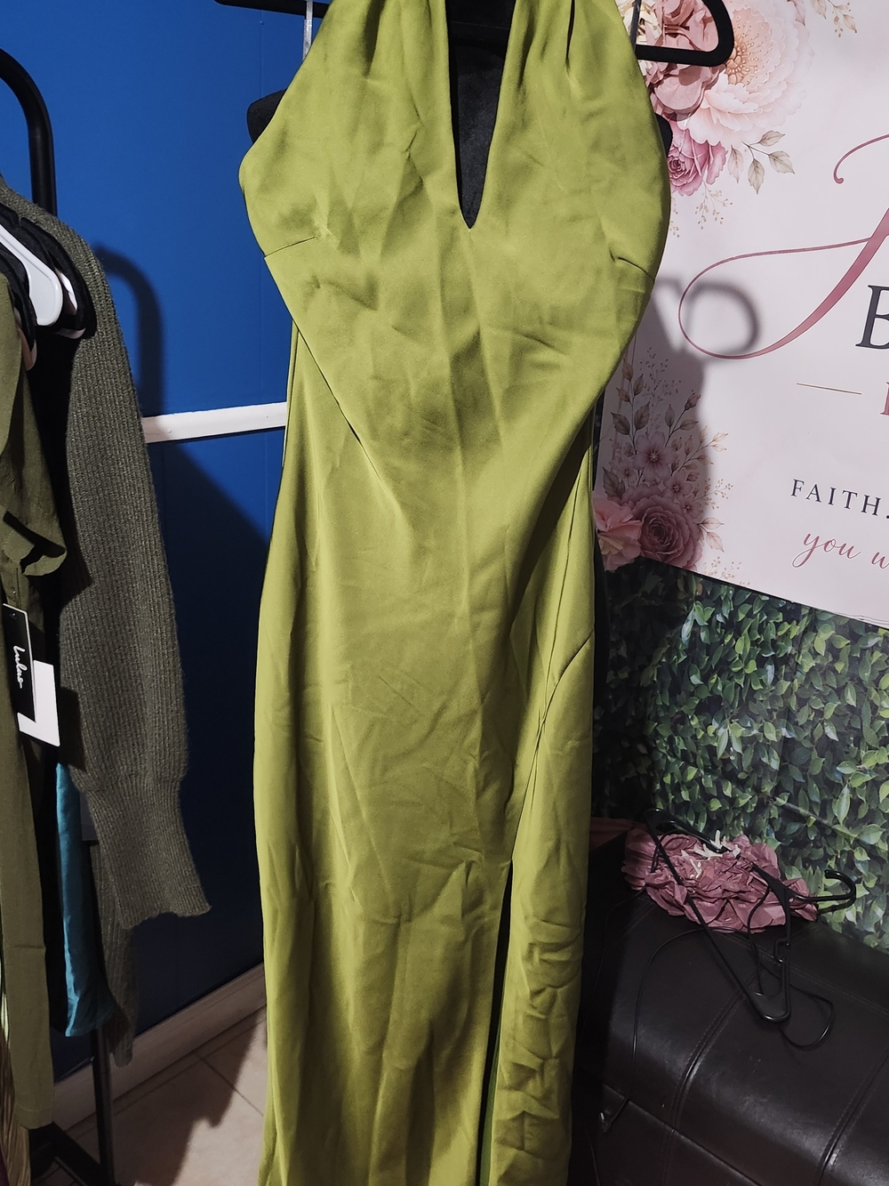 Lulu's Olive Green Strapless Evening Gown
